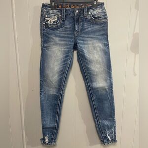 Rock Revival Distressed Blue Skinny Jeans